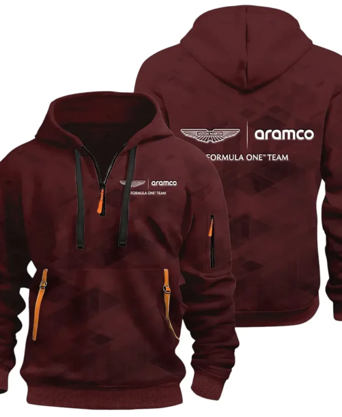 Elegant Grand Tourer Hoodie Half Zip 3D Print, Urban Style & Relaxed Fit Hoodie CAR514 - Dark Red