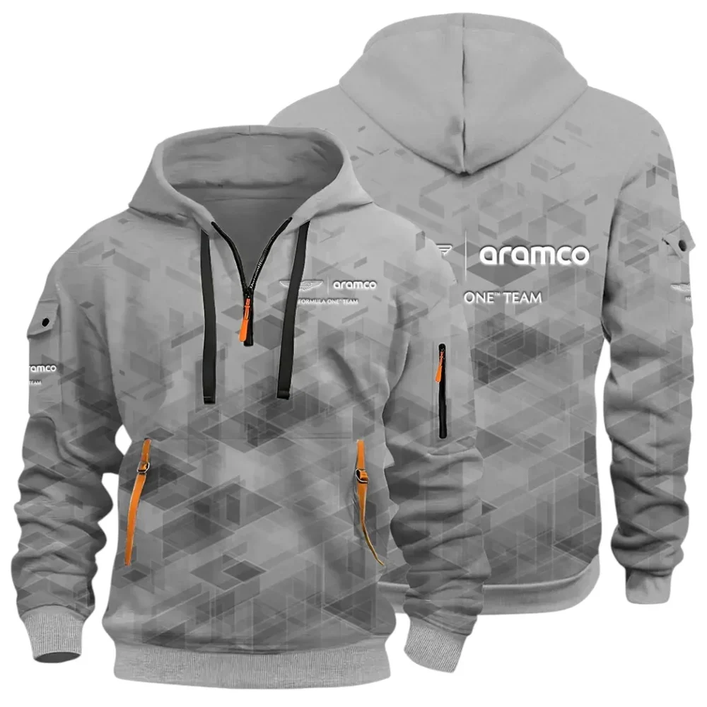 Elegant Grand Tourer Hoodie Half Zip 3D Print, Urban Style & Relaxed Fit Hoodie CAR514 - Gray