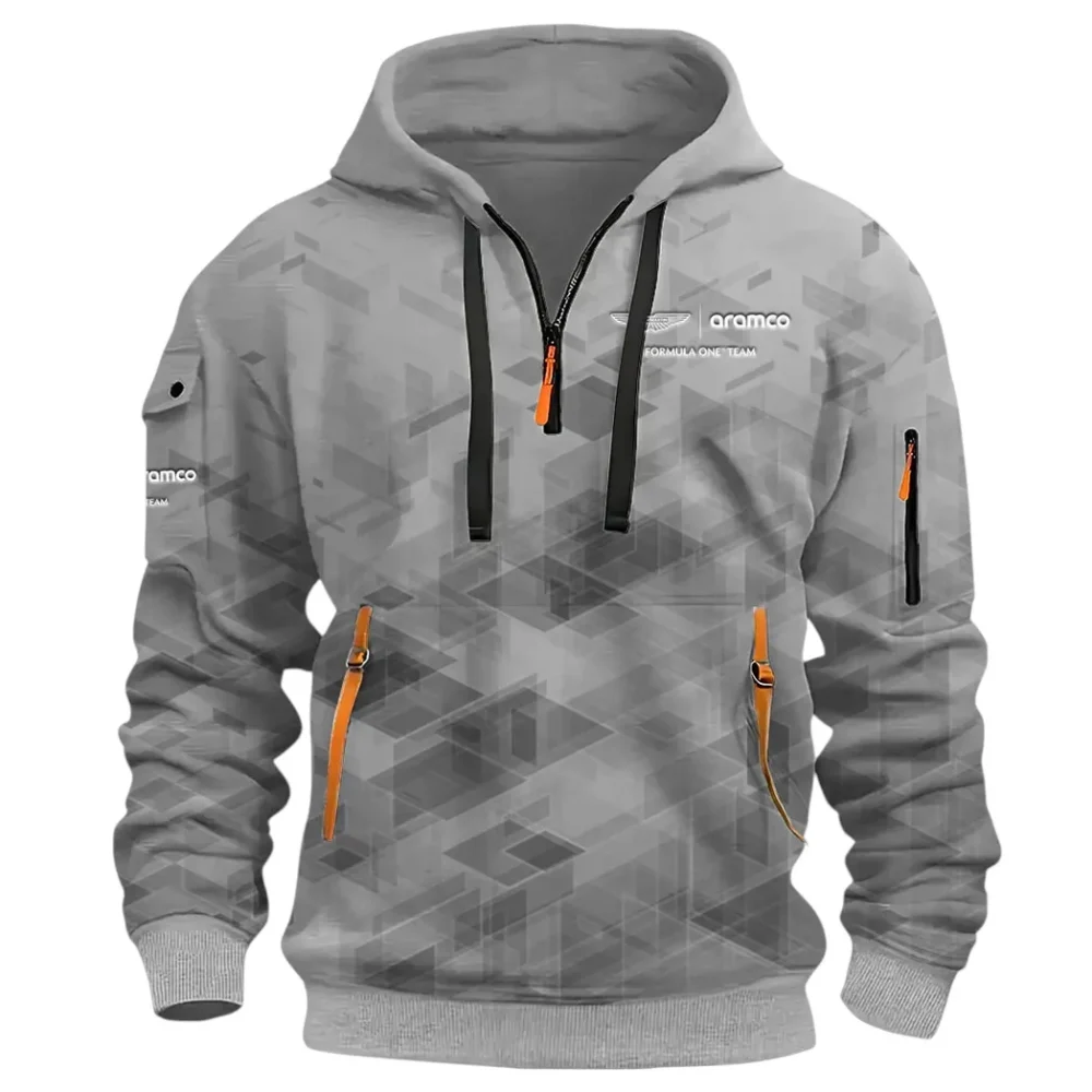 Elegant Grand Tourer Hoodie Half Zip 3D Print, Urban Style & Relaxed Fit Hoodie CAR514 - Gray - Image 2