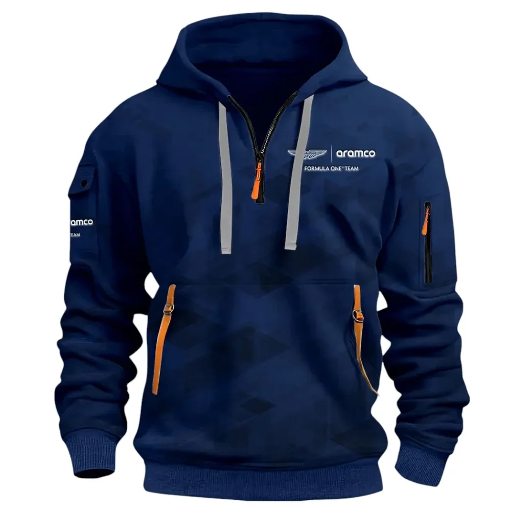 Elegant Grand Tourer Hoodie Half Zip 3D Print, Urban Style & Relaxed Fit Hoodie CAR514 - Navy - Image 2