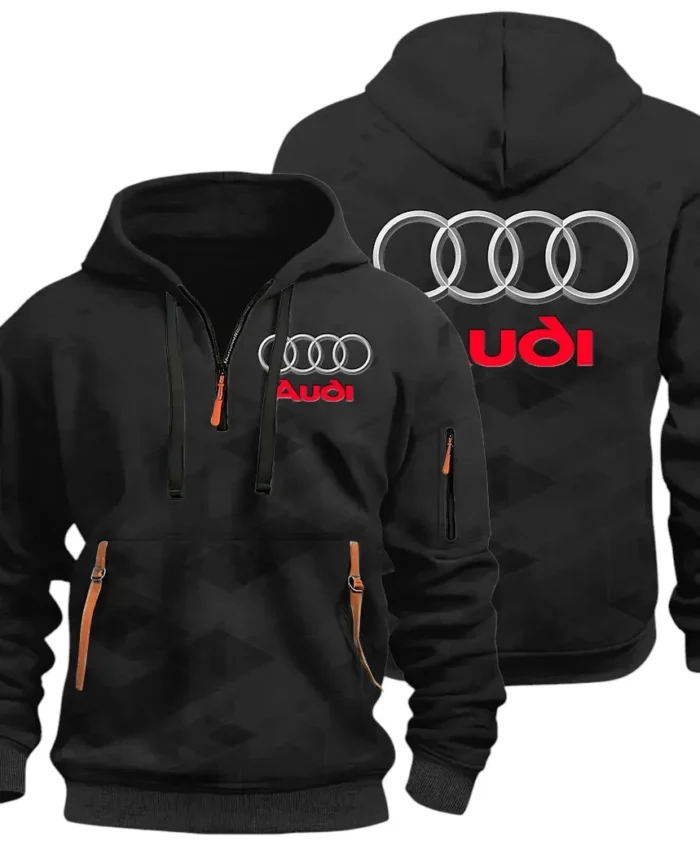 Performance Vehicle Hoodie Half Zip 3D Print, Sporty Urban Look Hoodie CAR514 - Black