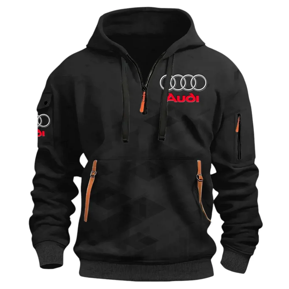 Performance Vehicle Hoodie Half Zip 3D Print, Sporty Urban Look Hoodie CAR514 - Black - Image 2