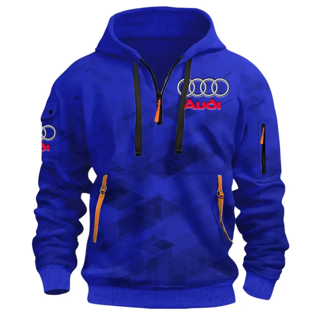 Performance Vehicle Hoodie Half Zip 3D Print, Sporty Urban Look Hoodie CAR514 - Blue - Image 2