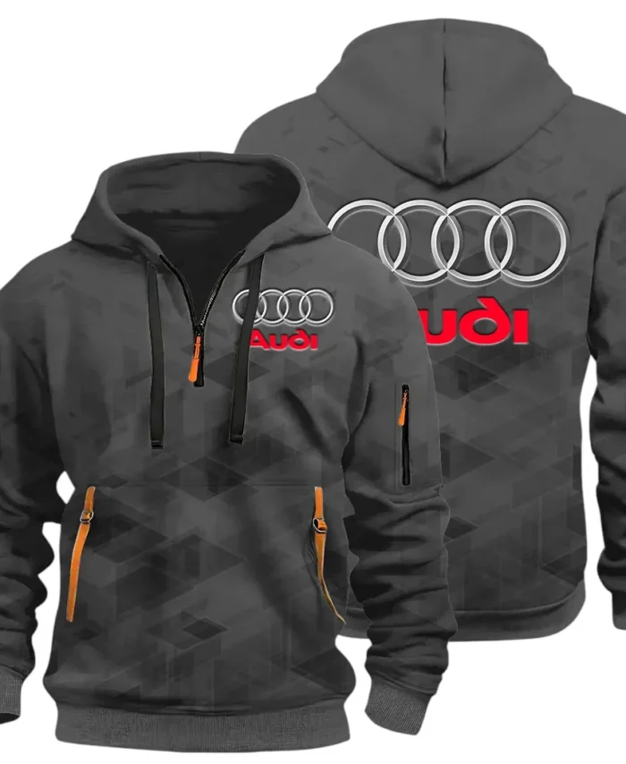 Performance Vehicle Hoodie Half Zip 3D Print, Sporty Urban Look Hoodie CAR514 - Dark Gray
