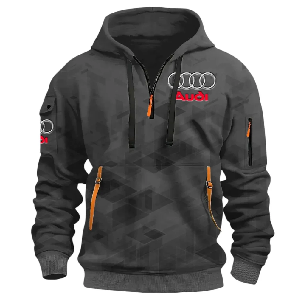 Performance Vehicle Hoodie Half Zip 3D Print, Sporty Urban Look Hoodie CAR514 - Dark Gray - Image 2