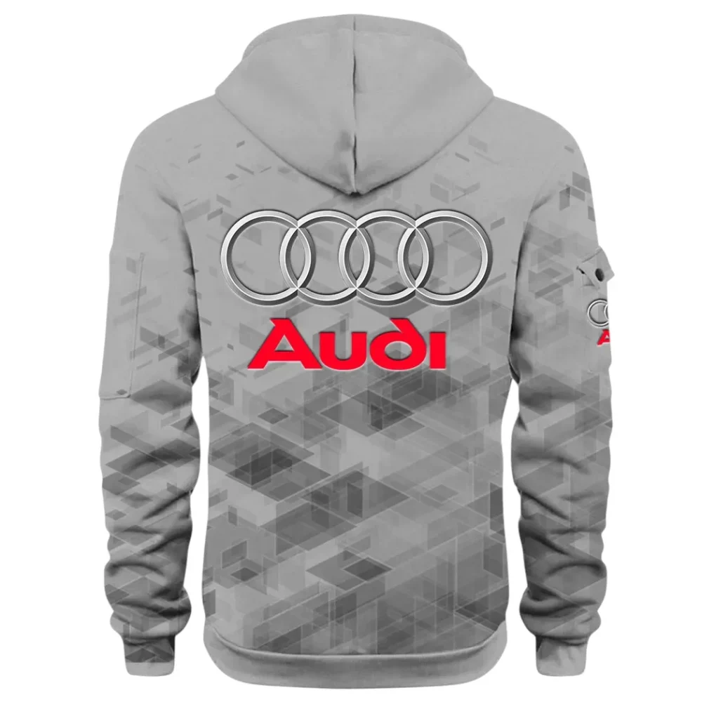 Performance Vehicle Hoodie Half Zip 3D Print, Sporty Urban Look Hoodie CAR514 - Gray - Image 3