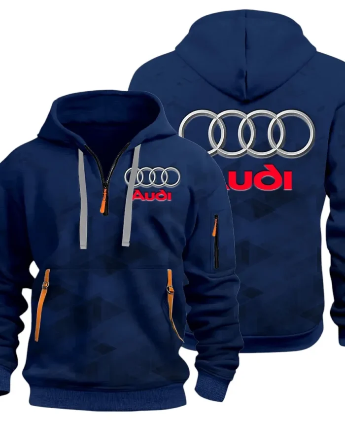 Performance Vehicle Hoodie Half Zip 3D Print, Sporty Urban Look Hoodie CAR514 - Navy