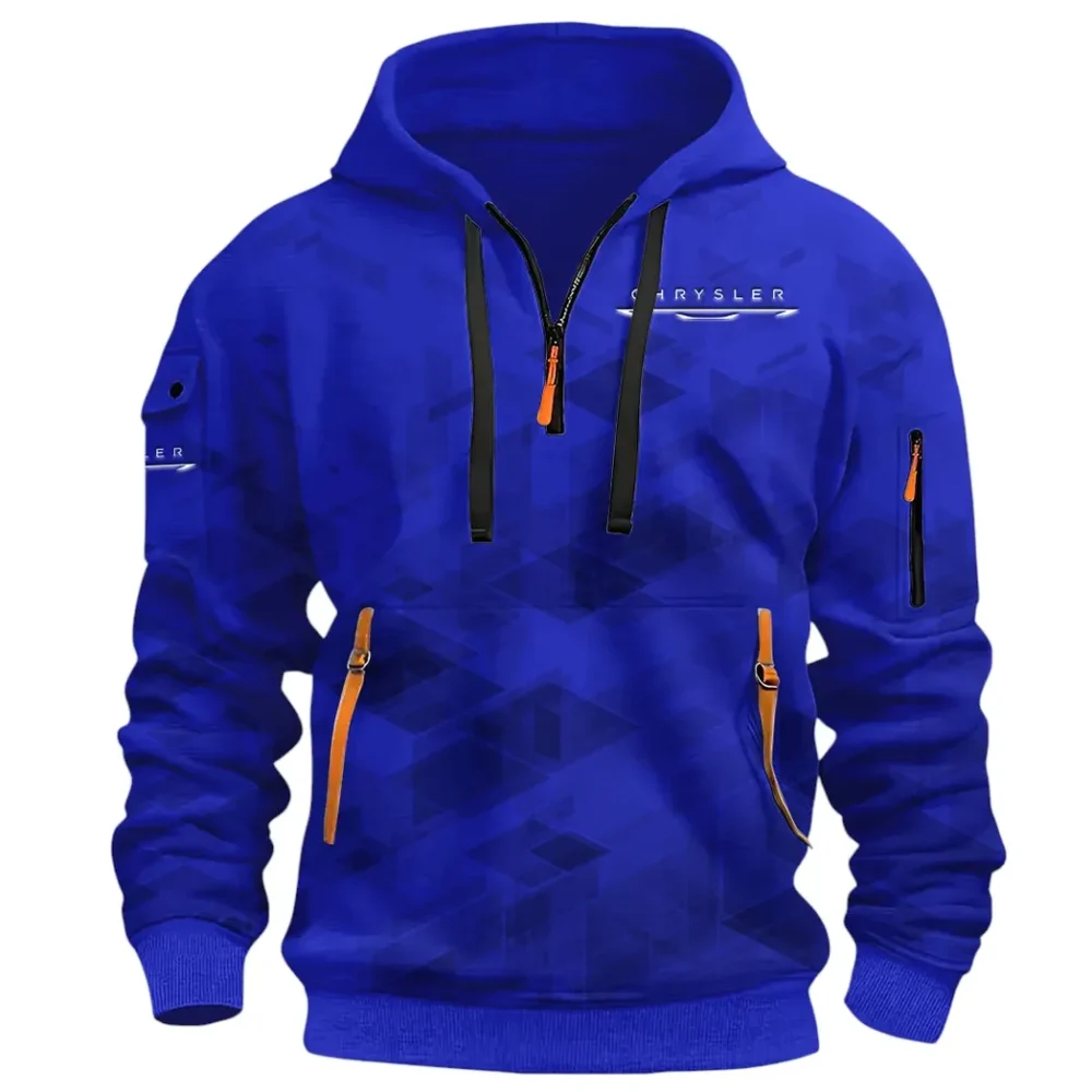 Full-Size Car Hoodie Half Zip 3D Print, Adventure-Ready Comfortable Hoodie CAR514 - Blue - Image 2