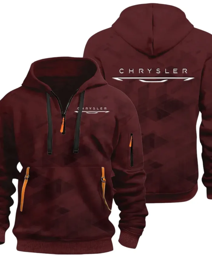 Full-Size Car Hoodie Half Zip 3D Print, Adventure-Ready Comfortable Hoodie CAR514 - Dark Red