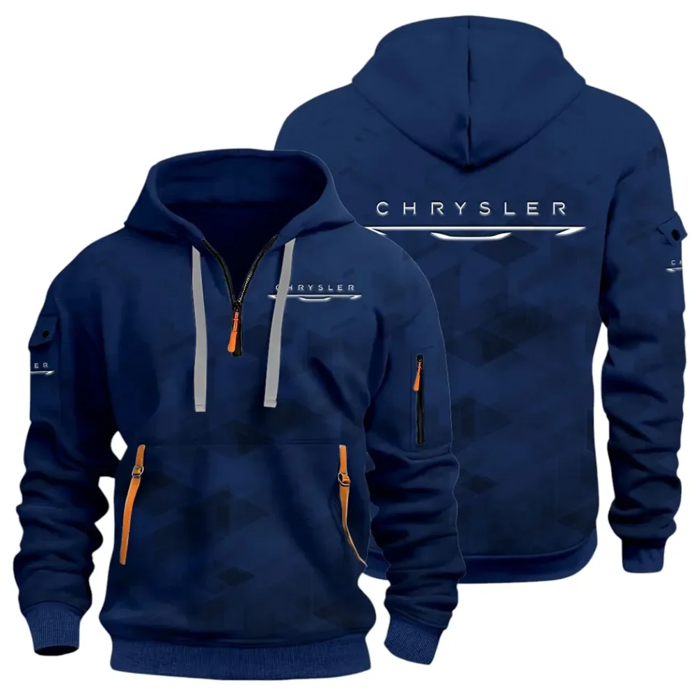 Full-Size Car Hoodie Half Zip 3D Print, Adventure-Ready Comfortable Hoodie CAR514 - Navy