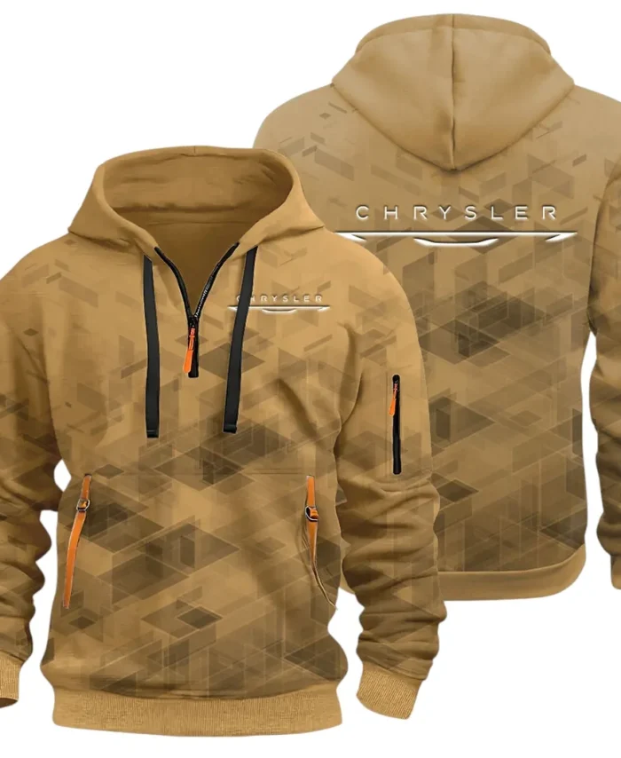 Full-Size Car Hoodie Half Zip 3D Print, Adventure-Ready Comfortable Hoodie CAR514 - Khaki