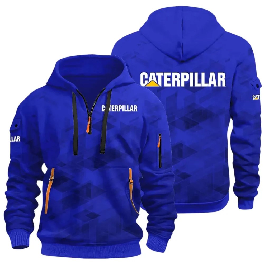 Excavation Vehicle Hoodie Half Zip 3D Print, Sporty & Street-Ready Hoodie CAR514 - Blue