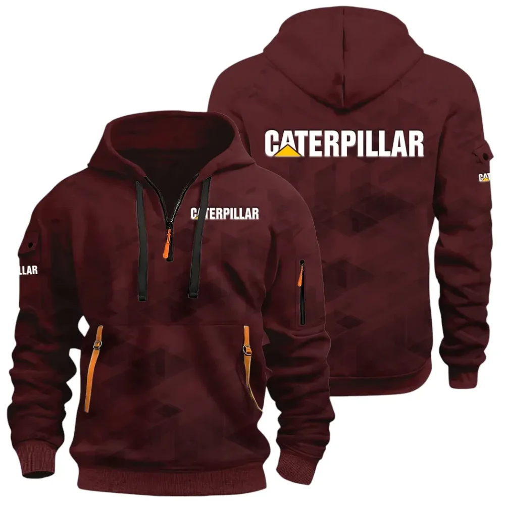 Excavation Vehicle Hoodie Half Zip 3D Print, Sporty & Street-Ready Hoodie CAR514 - Dark Red