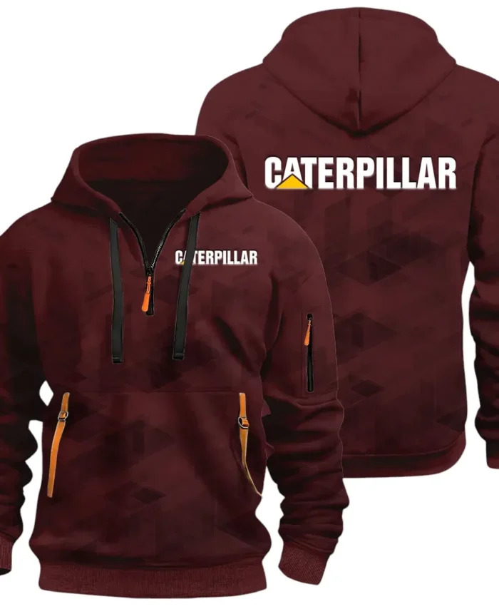Excavation Vehicle Hoodie Half Zip 3D Print, Sporty & Street-Ready Hoodie CAR514 - Dark Red