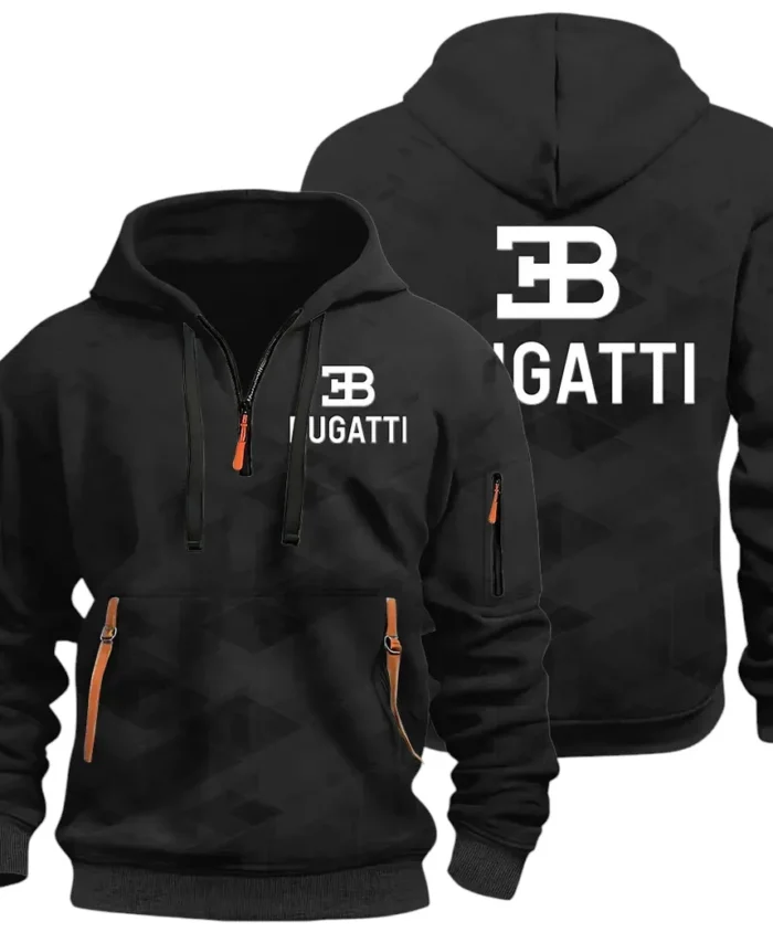High-Performance Supercar Hoodie Half Zip 3D Print, Sporty Urban Look Hoodie CAR514 - Black