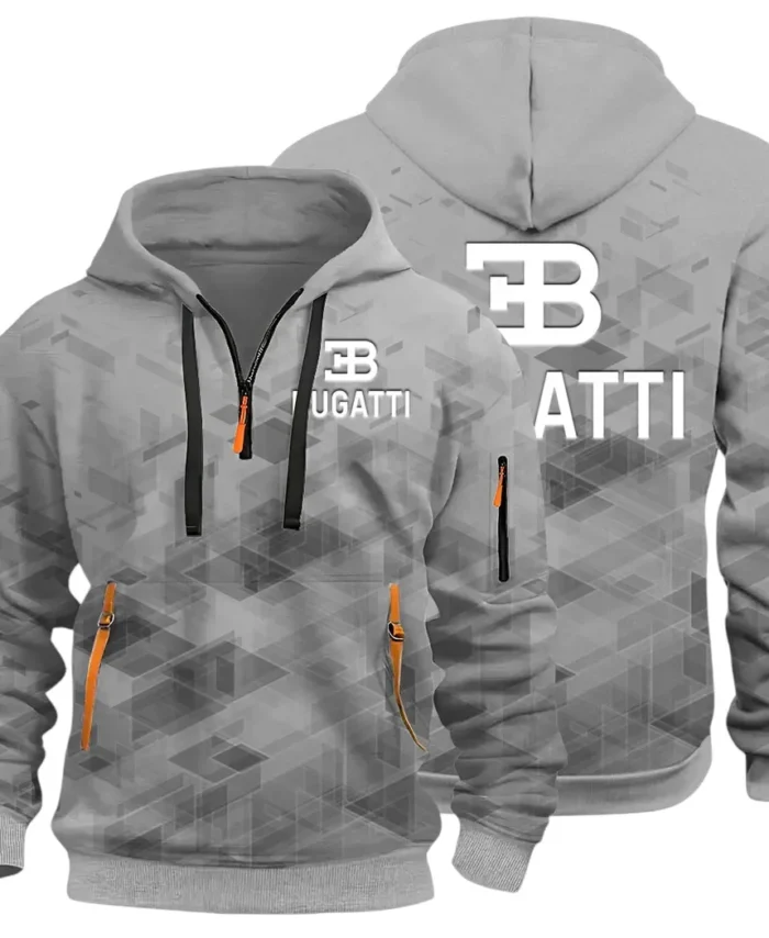 High-Performance Supercar Hoodie Half Zip 3D Print, Sporty Urban Look Hoodie CAR514 - Gray