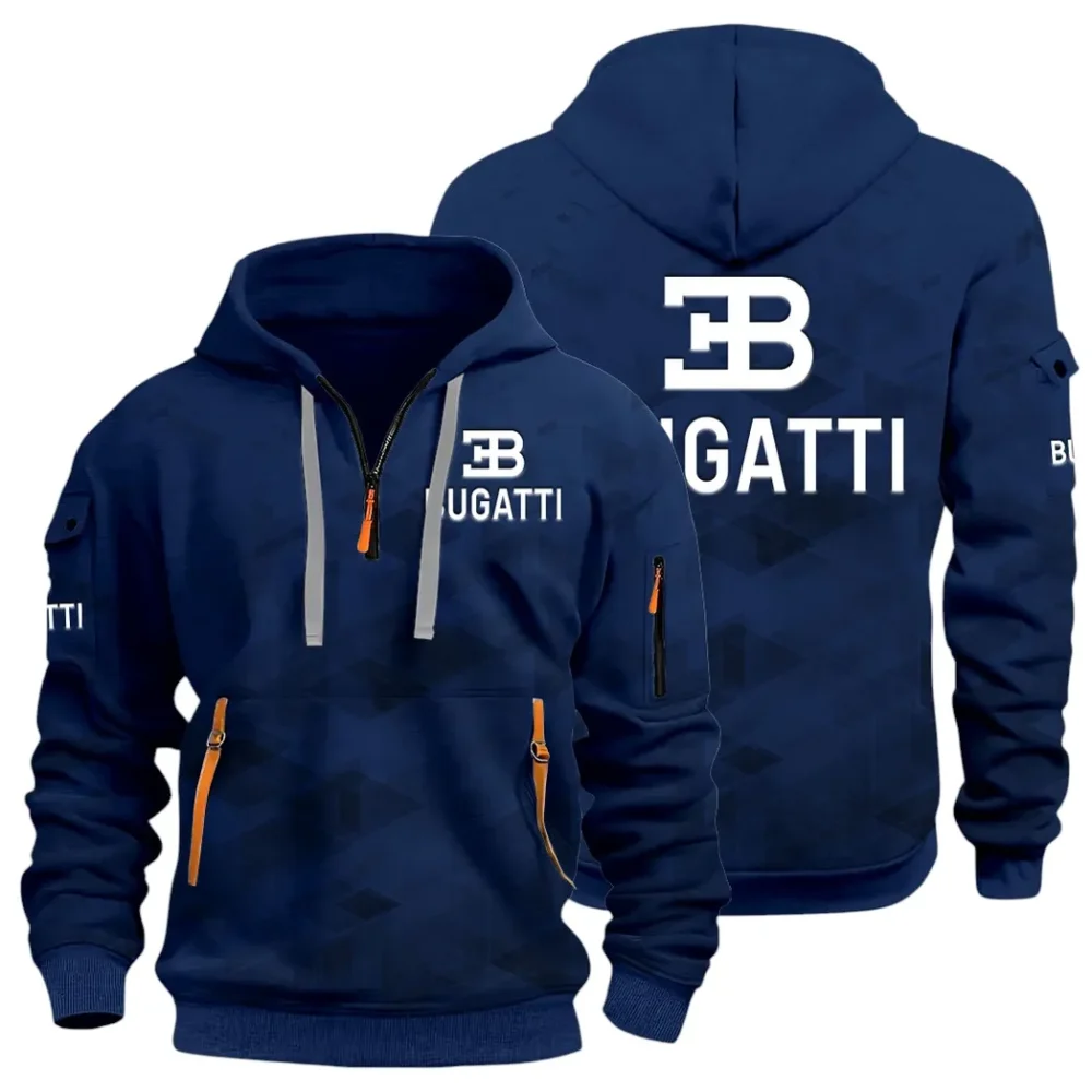 High-Performance Supercar Hoodie Half Zip 3D Print, Sporty Urban Look Hoodie CAR514 - Navy