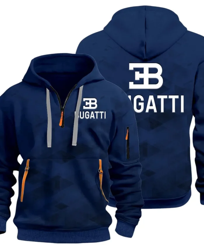 High-Performance Supercar Hoodie Half Zip 3D Print, Sporty Urban Look Hoodie CAR514 - Navy