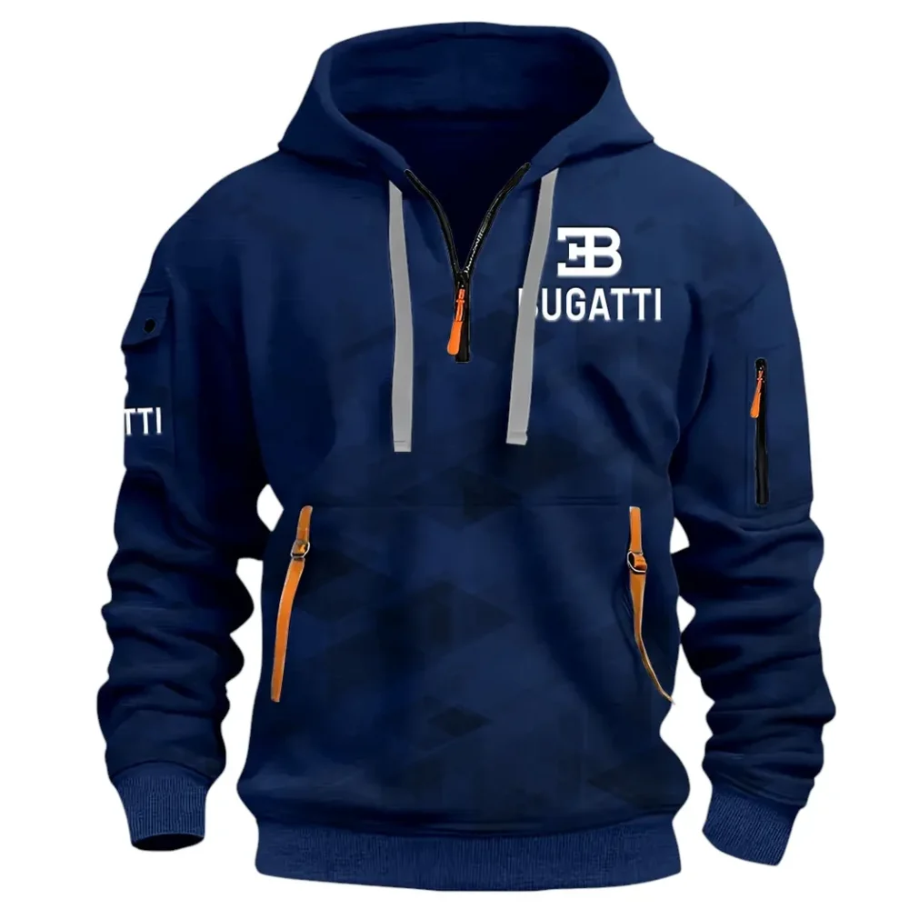 High-Performance Supercar Hoodie Half Zip 3D Print, Sporty Urban Look Hoodie CAR514 - Navy - Image 2