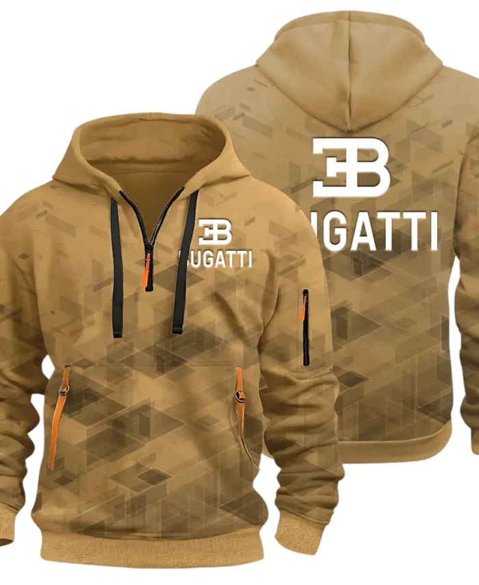 High-Performance Supercar Hoodie Half Zip 3D Print, Sporty Urban Look Hoodie CAR514 - Khaki
