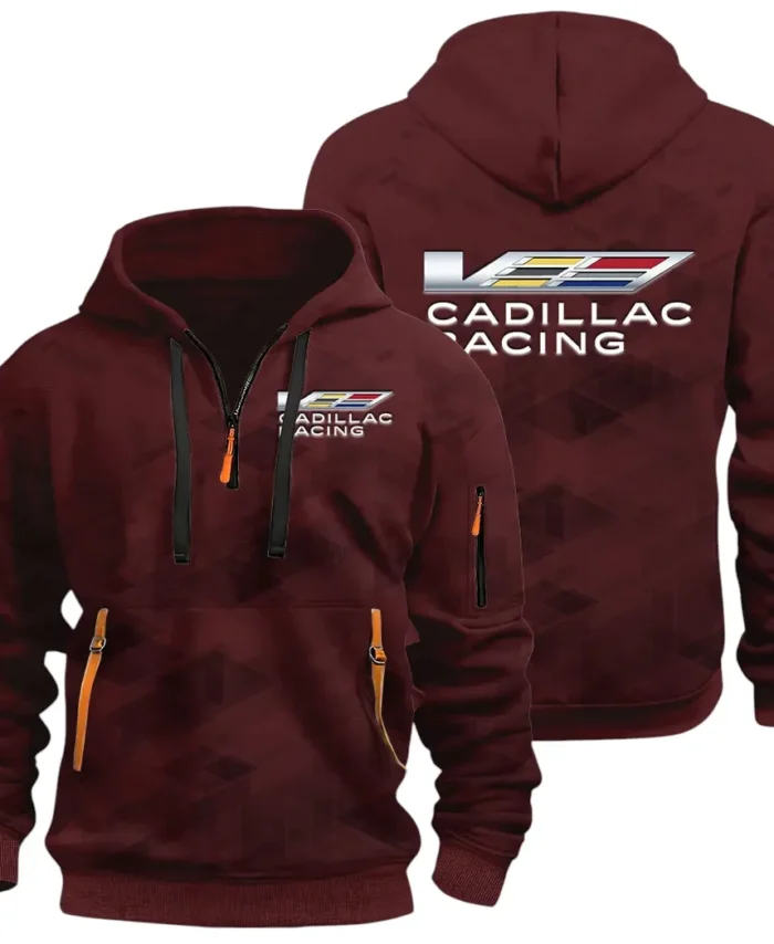 Performance Executive Car Hoodie Half Zip 3D Print, Sporty & Casual Everyday Wear Hoodie CAR514 - Dark Red
