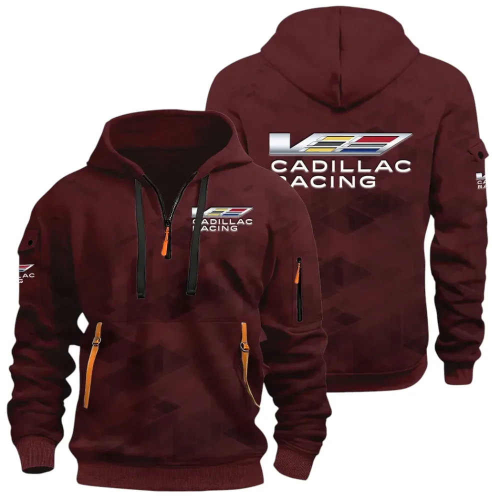Performance Executive Car Hoodie Half Zip 3D Print, Sporty & Casual Everyday Wear Hoodie CAR514 - Dark Red - Image 2