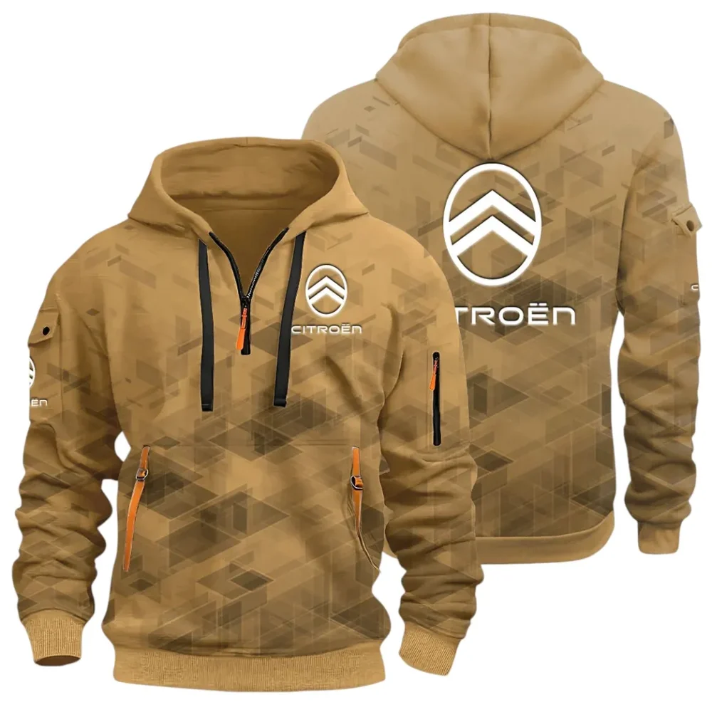 Family Car Hoodie Half Zip 3D Print, Casual Fit for Everyday Wear Hoodie CAR514 - Khaki - Image 2