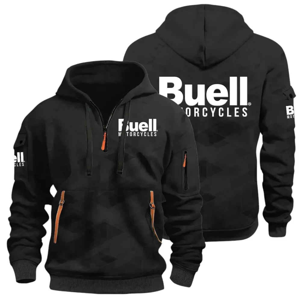 Modern Street Bike Hoodie Half Zip 3D Print, Sporty & Casual Everyday Wear Hoodie CAR514 - Black