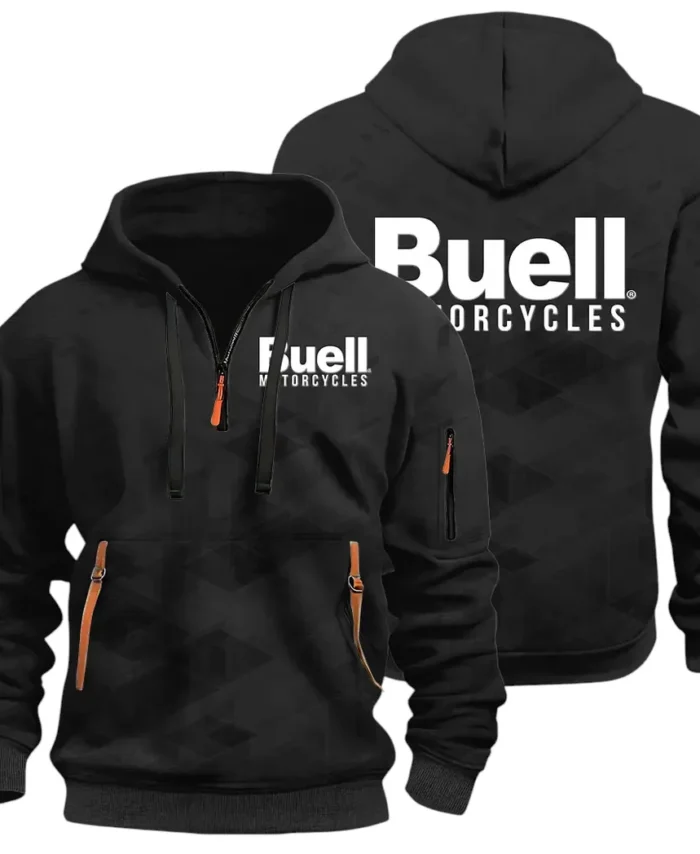 Modern Street Bike Hoodie Half Zip 3D Print, Sporty & Casual Everyday Wear Hoodie CAR514 - Black