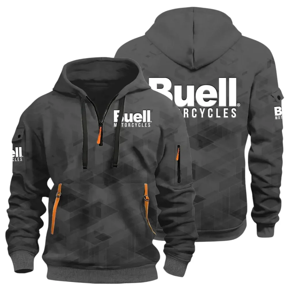 Modern Street Bike Hoodie Half Zip 3D Print, Sporty & Casual Everyday Wear Hoodie CAR514 - Dark Gray