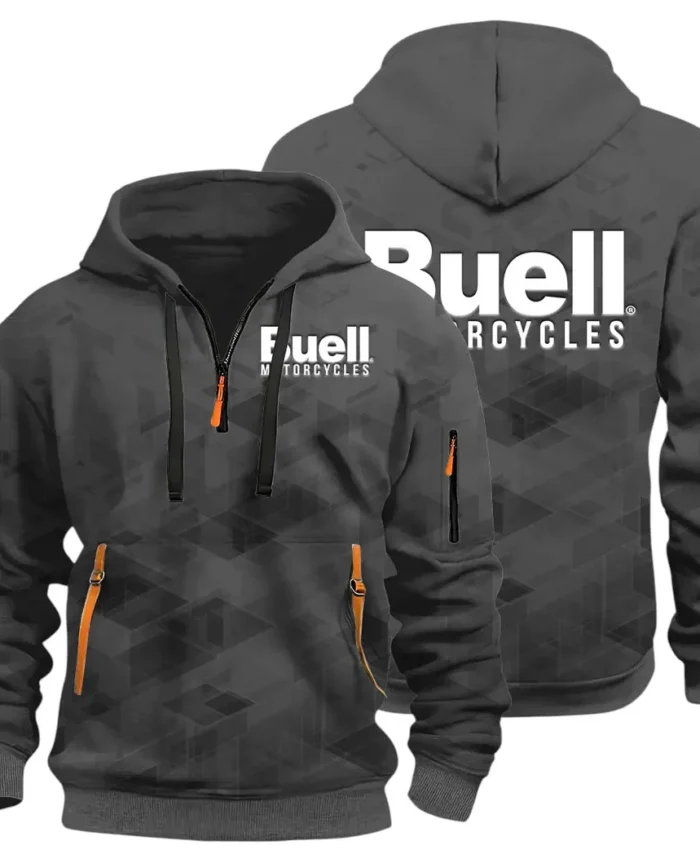 Modern Street Bike Hoodie Half Zip 3D Print, Sporty & Casual Everyday Wear Hoodie CAR514 - Dark Gray