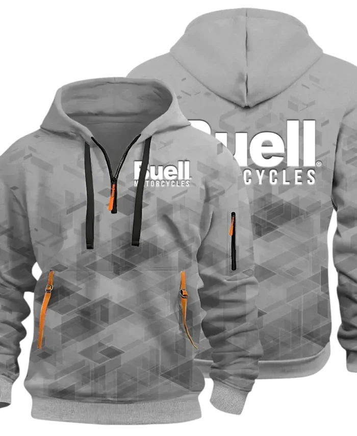 Modern Street Bike Hoodie Half Zip 3D Print, Sporty & Casual Everyday Wear Hoodie CAR514 - Gray