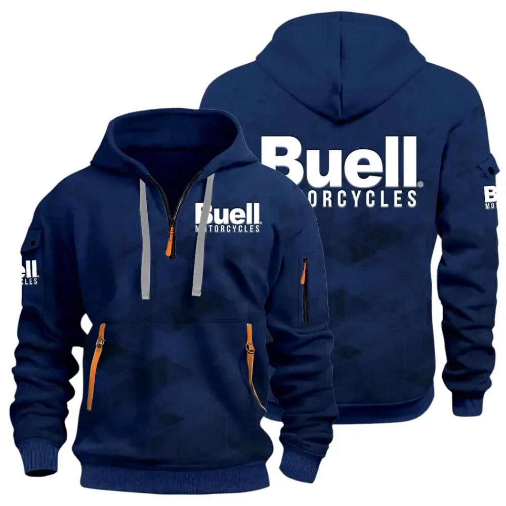 Modern Street Bike Hoodie Half Zip 3D Print, Sporty & Casual Everyday Wear Hoodie CAR514 - Navy