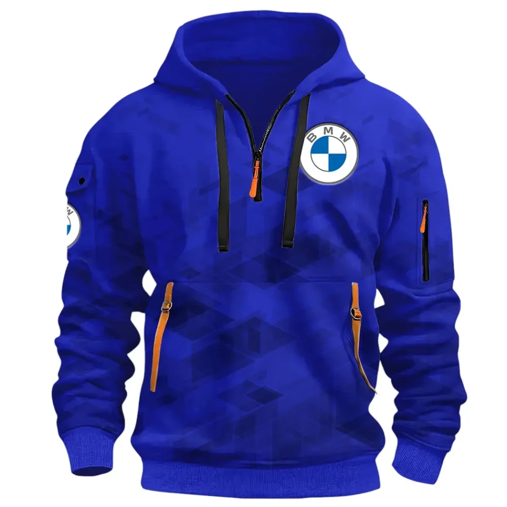 Entry Luxury Car Hoodie Half Zip 3D Print, Rugged & Comfortable Streetwear Outfit CAR514 - Blue - Image 2
