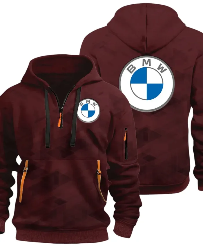 Entry Luxury Car Hoodie Half Zip 3D Print, Rugged & Comfortable Streetwear Outfit CAR514 - Dark Red