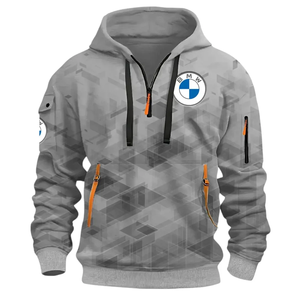 Entry Luxury Car Hoodie Half Zip 3D Print, Rugged & Comfortable Streetwear Outfit CAR514 - Gray - Image 2