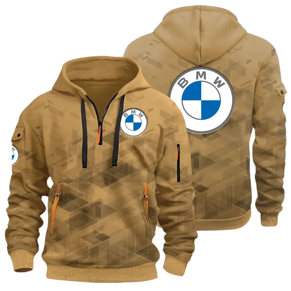 Entry Luxury Car Hoodie Half Zip 3D Print, Rugged & Comfortable Streetwear Outfit CAR514 - Khaki - Image 2