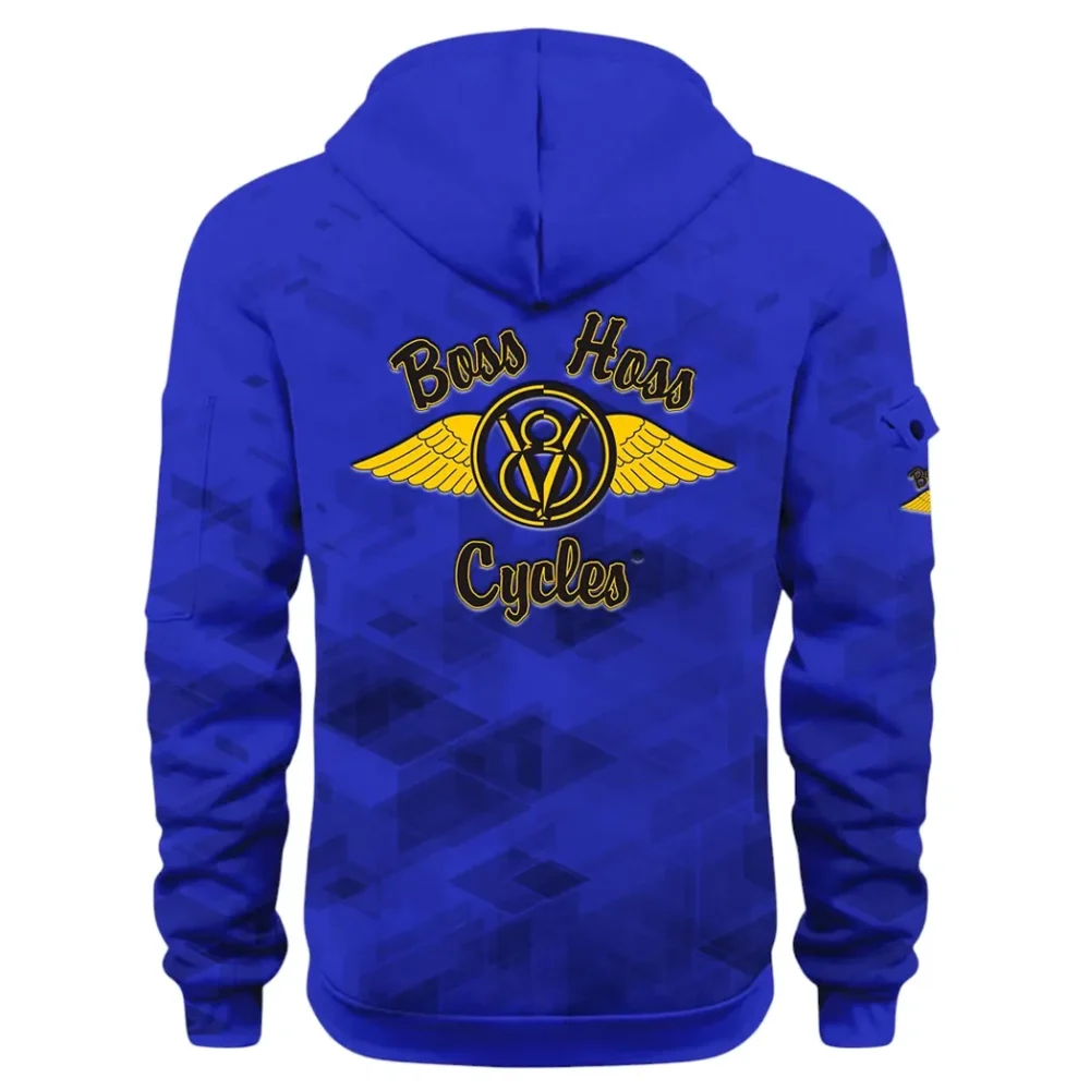 Big Engine Bike Hoodie Half Zip 3D Print, Streetwear Casual Look Outfit CAR514 - Blue - Image 3