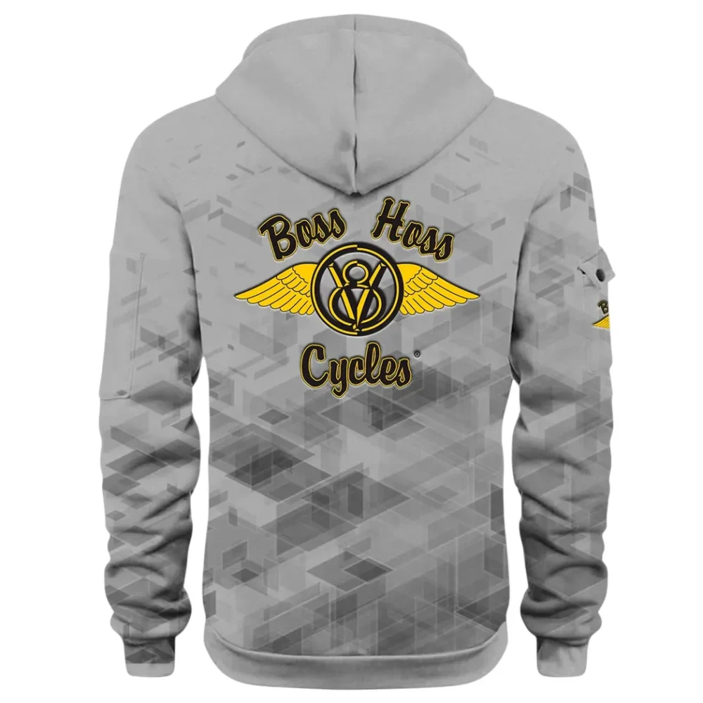 Big Engine Bike Hoodie Half Zip 3D Print, Streetwear Casual Look Outfit CAR514 - Gray - Image 3