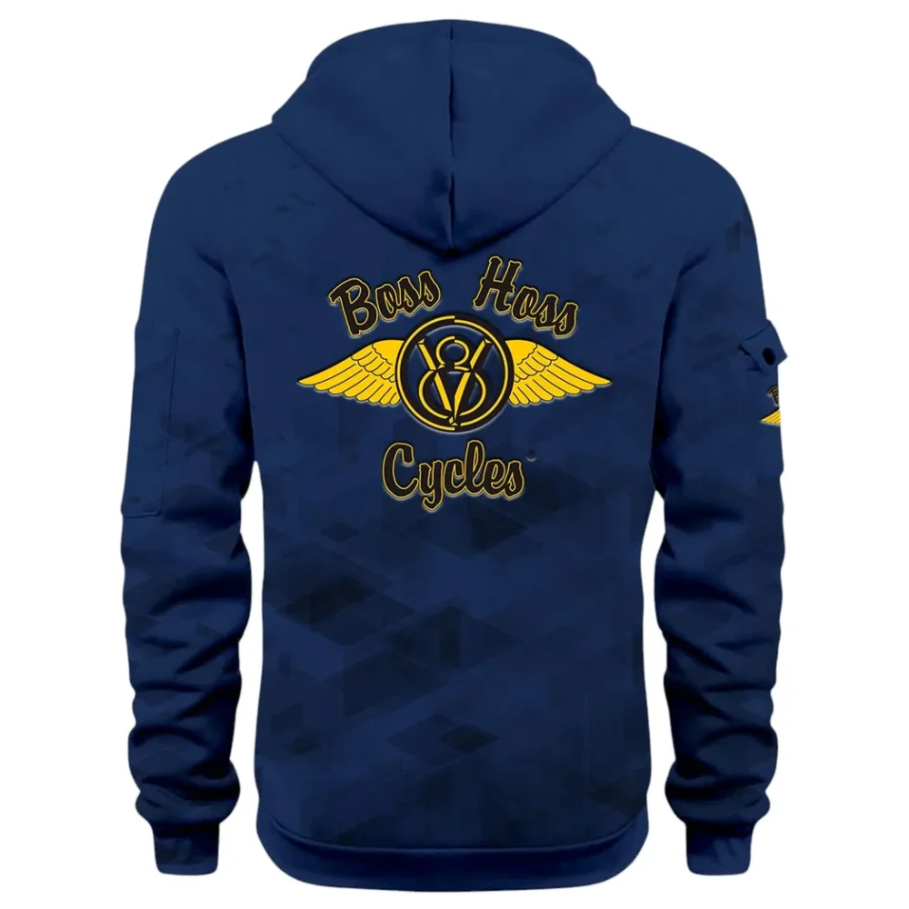 Big Engine Bike Hoodie Half Zip 3D Print, Streetwear Casual Look Outfit CAR514 - Navy - Image 3