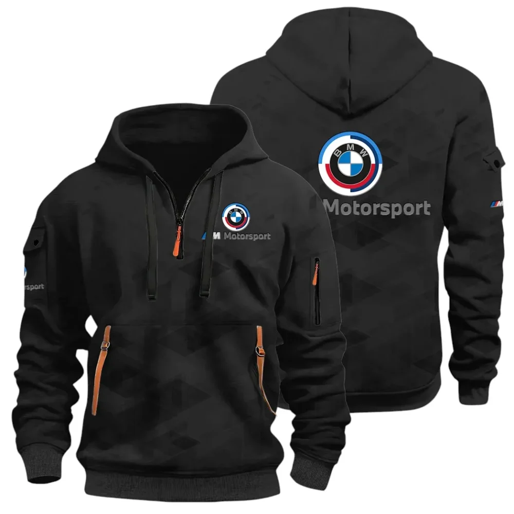 Racing Coupe Hoodie Half Zip 3D Print, Rugged Casual Hoodie CAR514 - Black