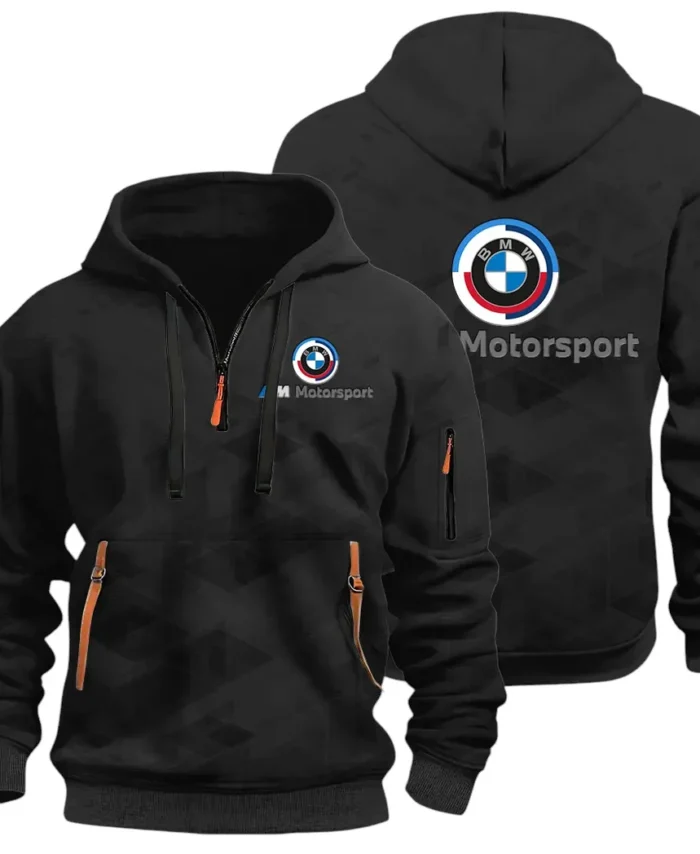 Racing Coupe Hoodie Half Zip 3D Print, Rugged Casual Hoodie CAR514 - Black
