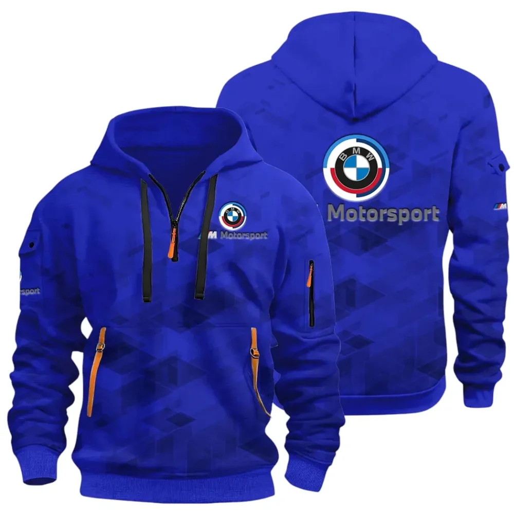 Racing Coupe Hoodie Half Zip 3D Print, Rugged Casual Hoodie CAR514 - Blue