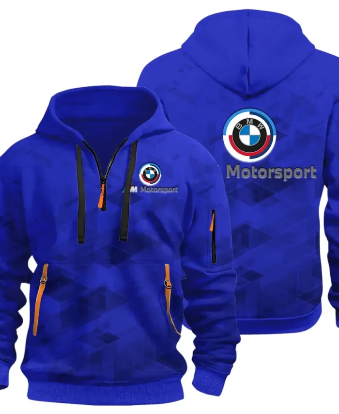 Racing Coupe Hoodie Half Zip 3D Print, Rugged Casual Hoodie CAR514 - Blue
