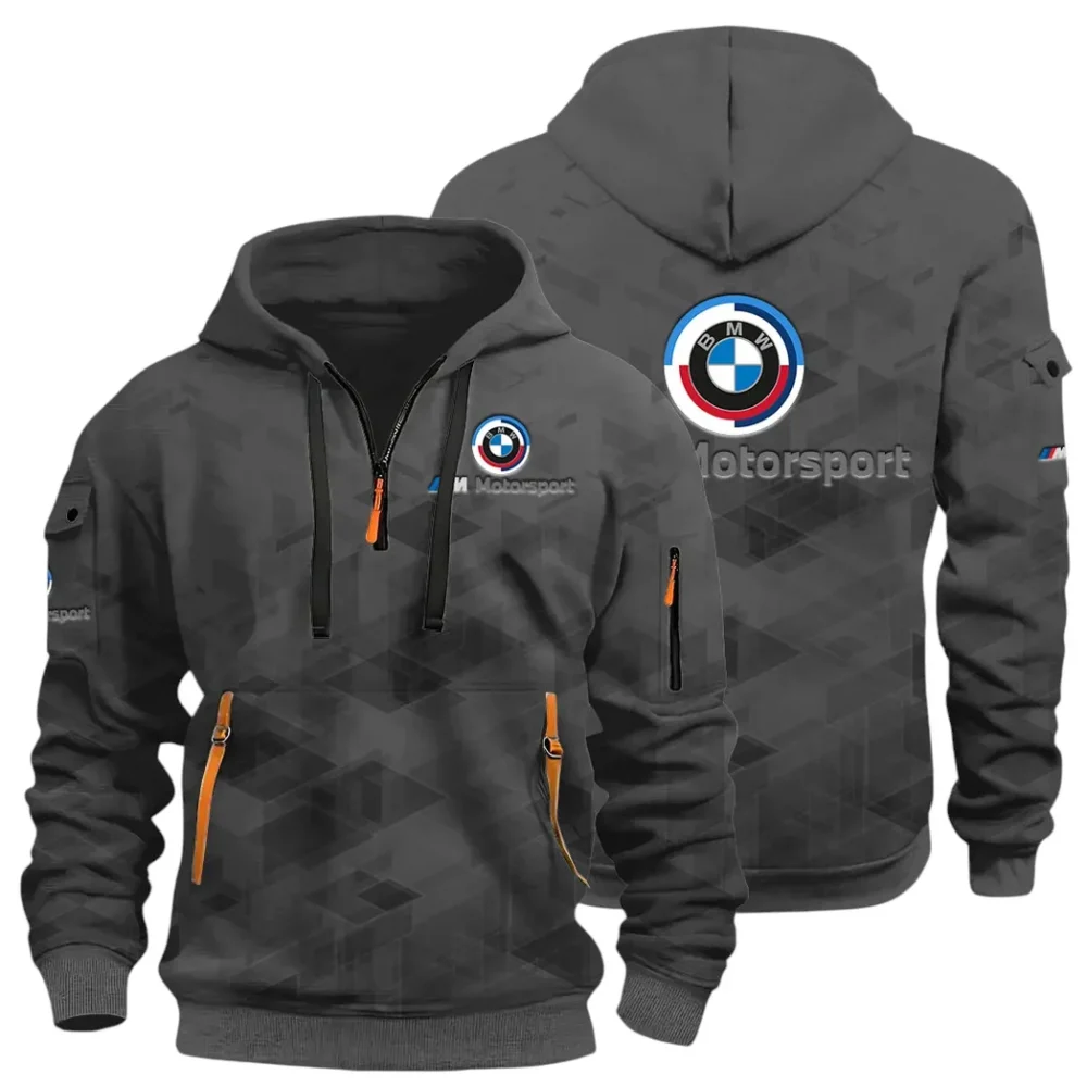 Racing Coupe Hoodie Half Zip 3D Print, Rugged Casual Hoodie CAR514 - Dark Gray