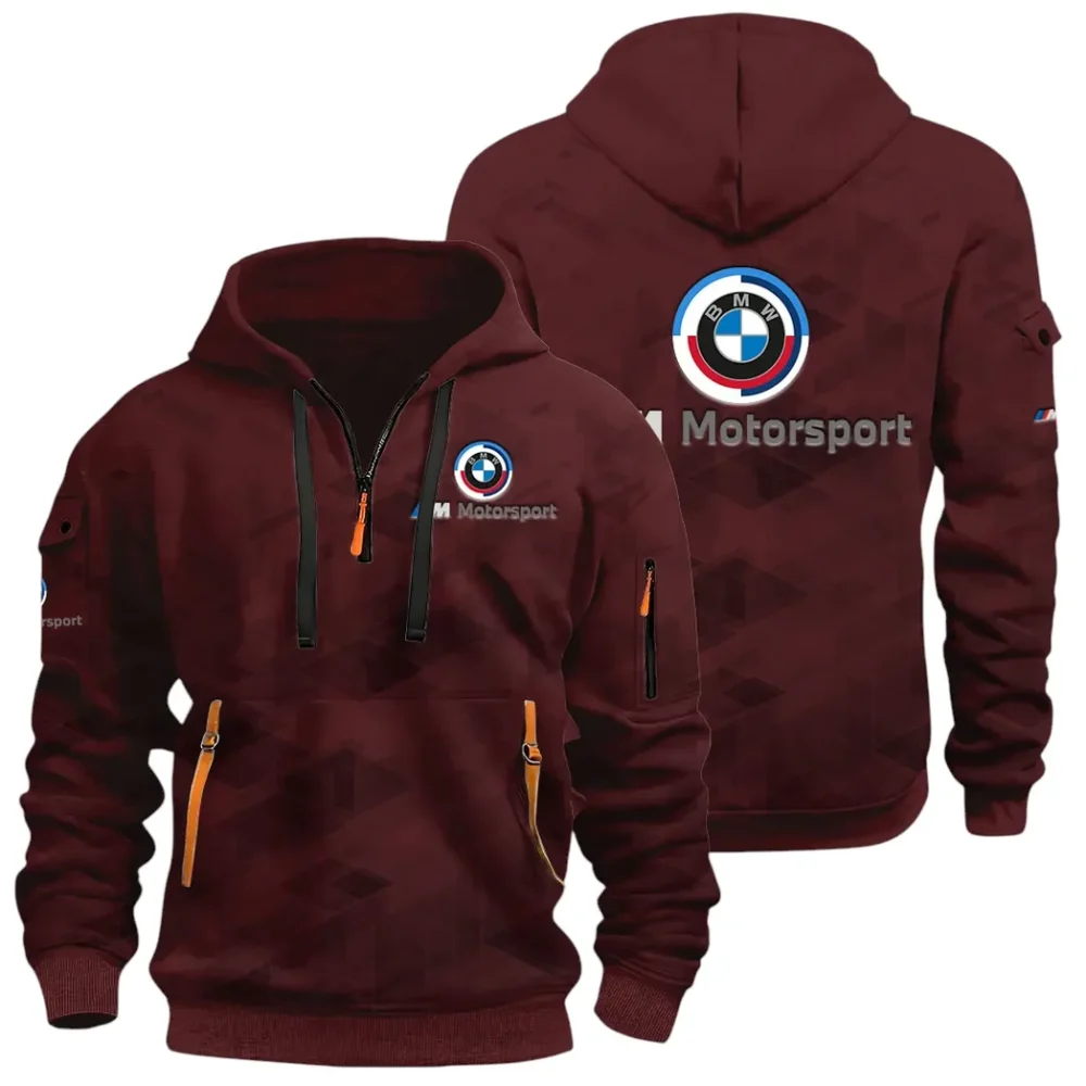 Racing Coupe Hoodie Half Zip 3D Print, Rugged Casual Hoodie CAR514 - Dark Red