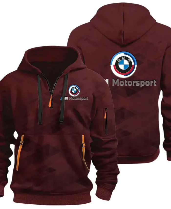 Racing Coupe Hoodie Half Zip 3D Print, Rugged Casual Hoodie CAR514 - Dark Red