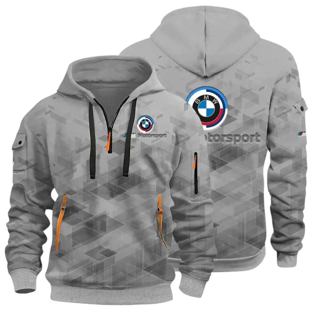 Racing Coupe Hoodie Half Zip 3D Print, Rugged Casual Hoodie CAR514 - Gray