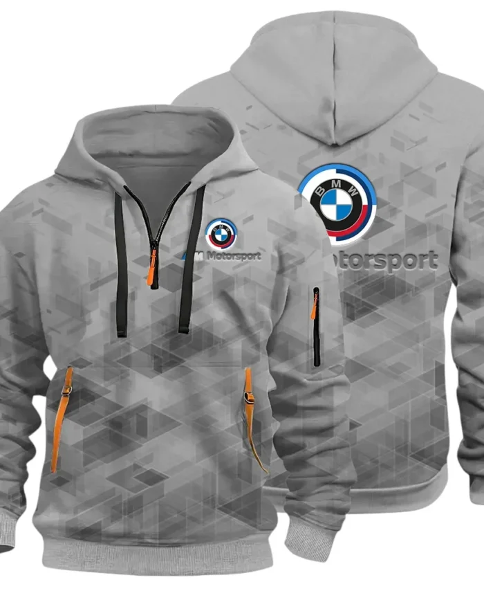 Racing Coupe Hoodie Half Zip 3D Print, Rugged Casual Hoodie CAR514 - Gray