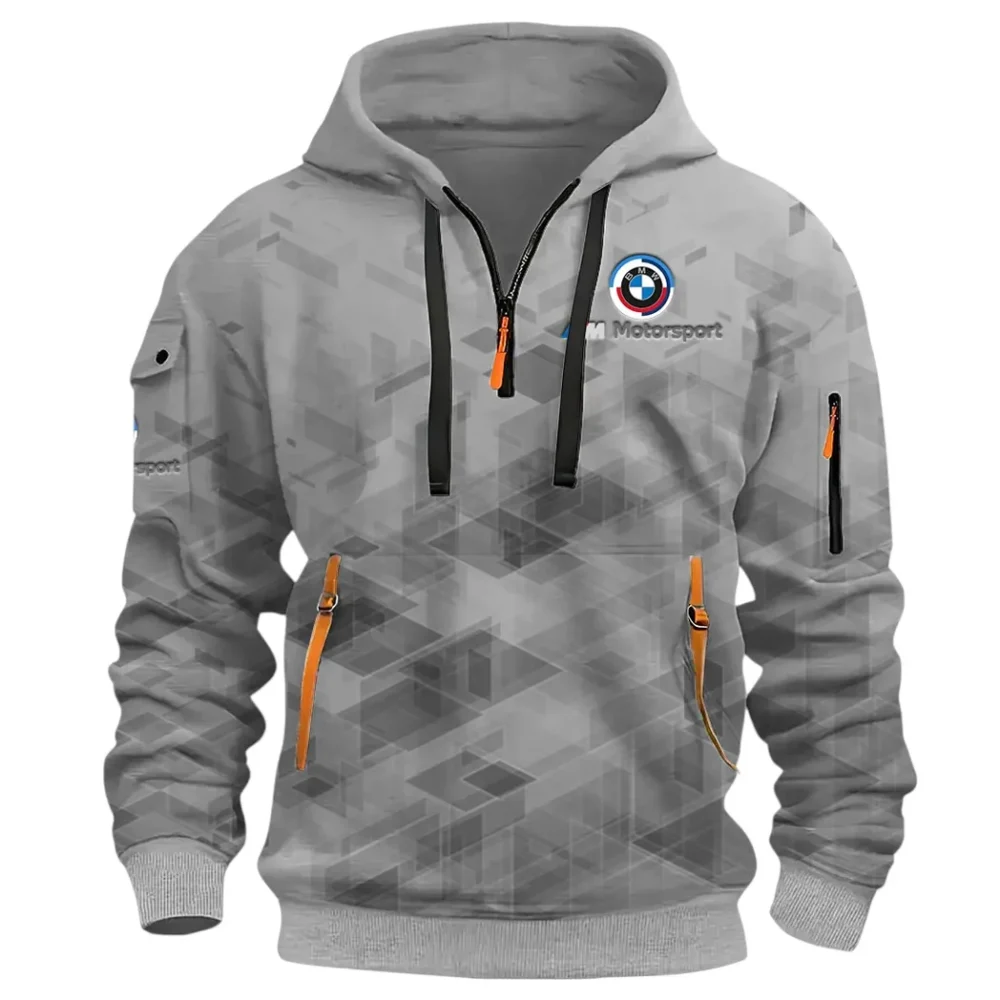 Racing Coupe Hoodie Half Zip 3D Print, Rugged Casual Hoodie CAR514 - Gray - Image 2